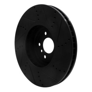 BMW 550I GT xDrive Brake Rotor (1) - Left Front - R1 Concepts - Drilled & Slotted - Black - `09-`17